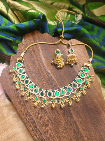 Arva pachi kundan choker necklace set