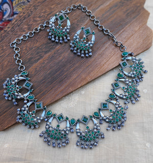 Ariyah silver alike necklace set
