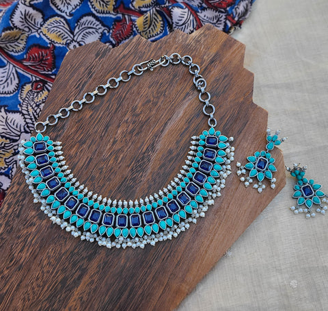 Maha Silver Alike  Necklace set