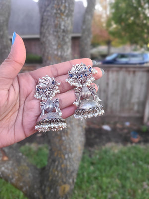 Alana silver alike jhumka earrings