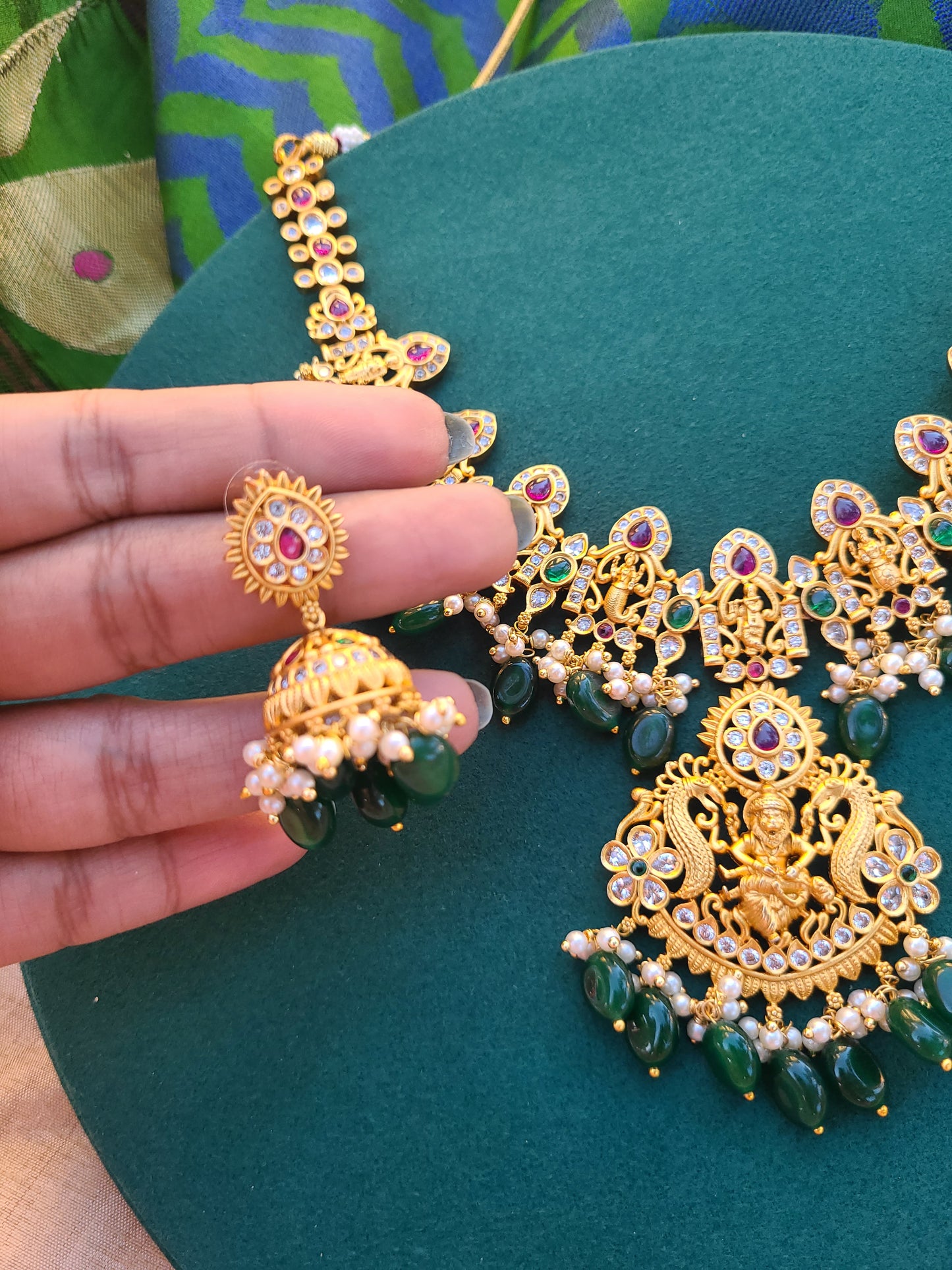 Dashavatharam designer gold plated necklace set