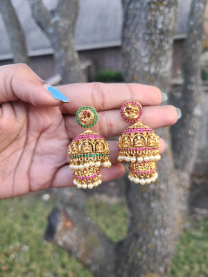 Bhrithi 2 layer jhumka earrings