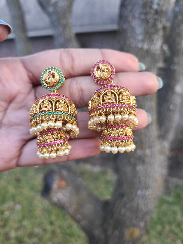 Bhrithi 2 layer jhumka earrings