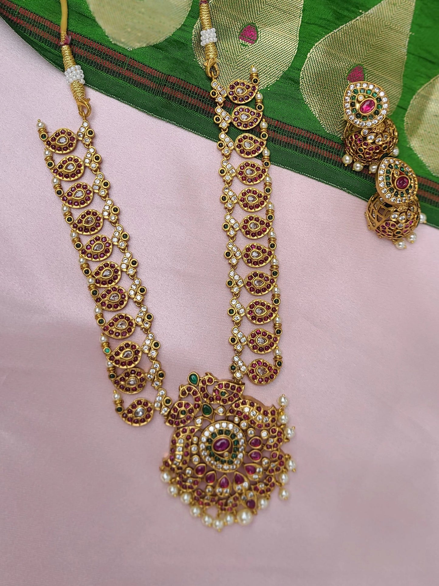 Mango mala anique gold plated necklace set