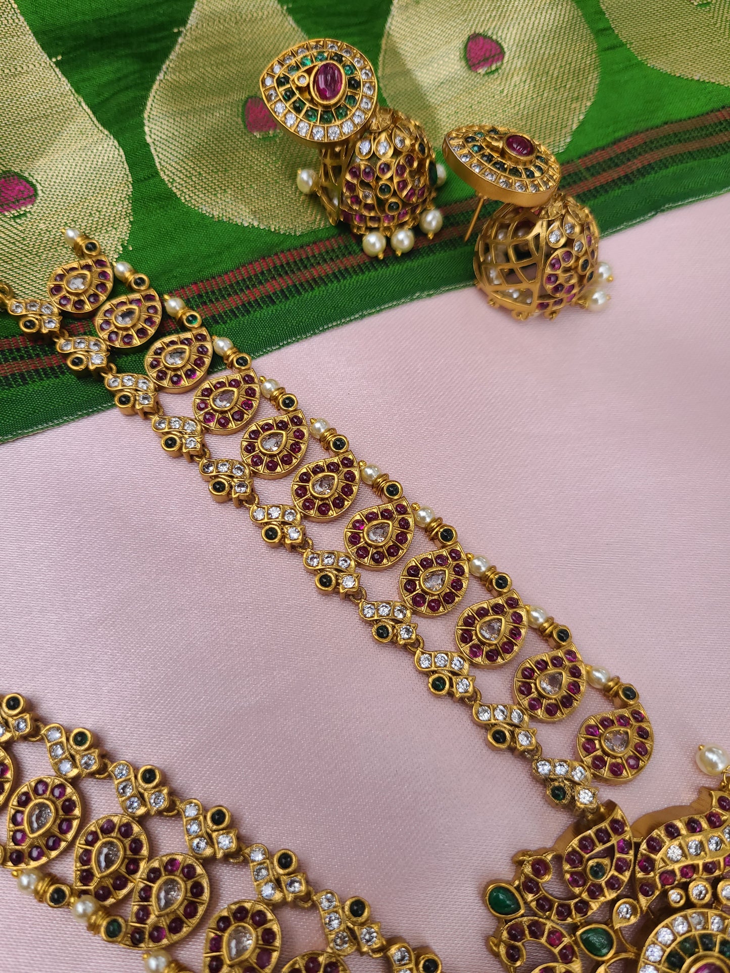 Mango mala anique gold plated necklace set