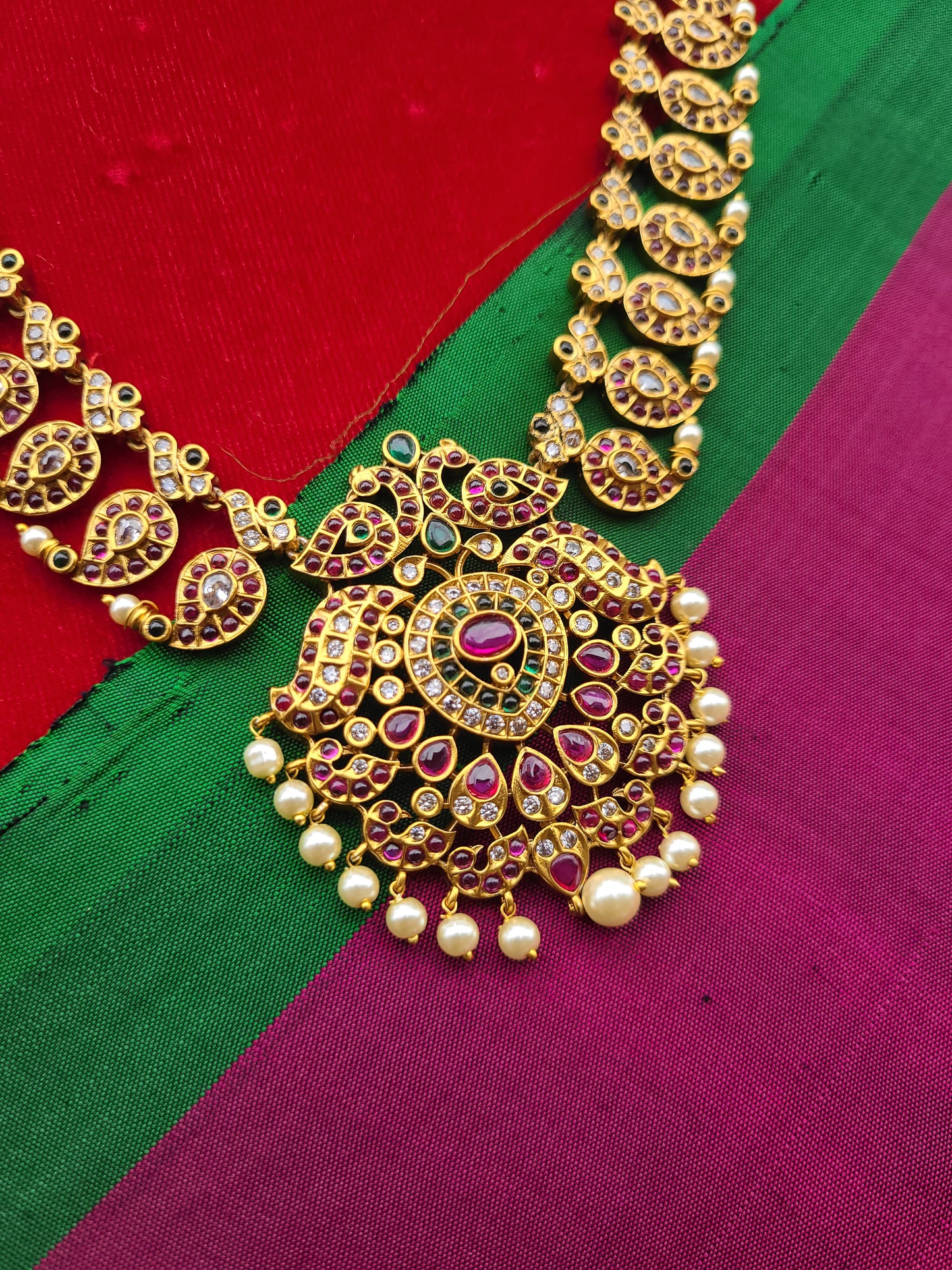 Mango mala anique gold plated necklace set