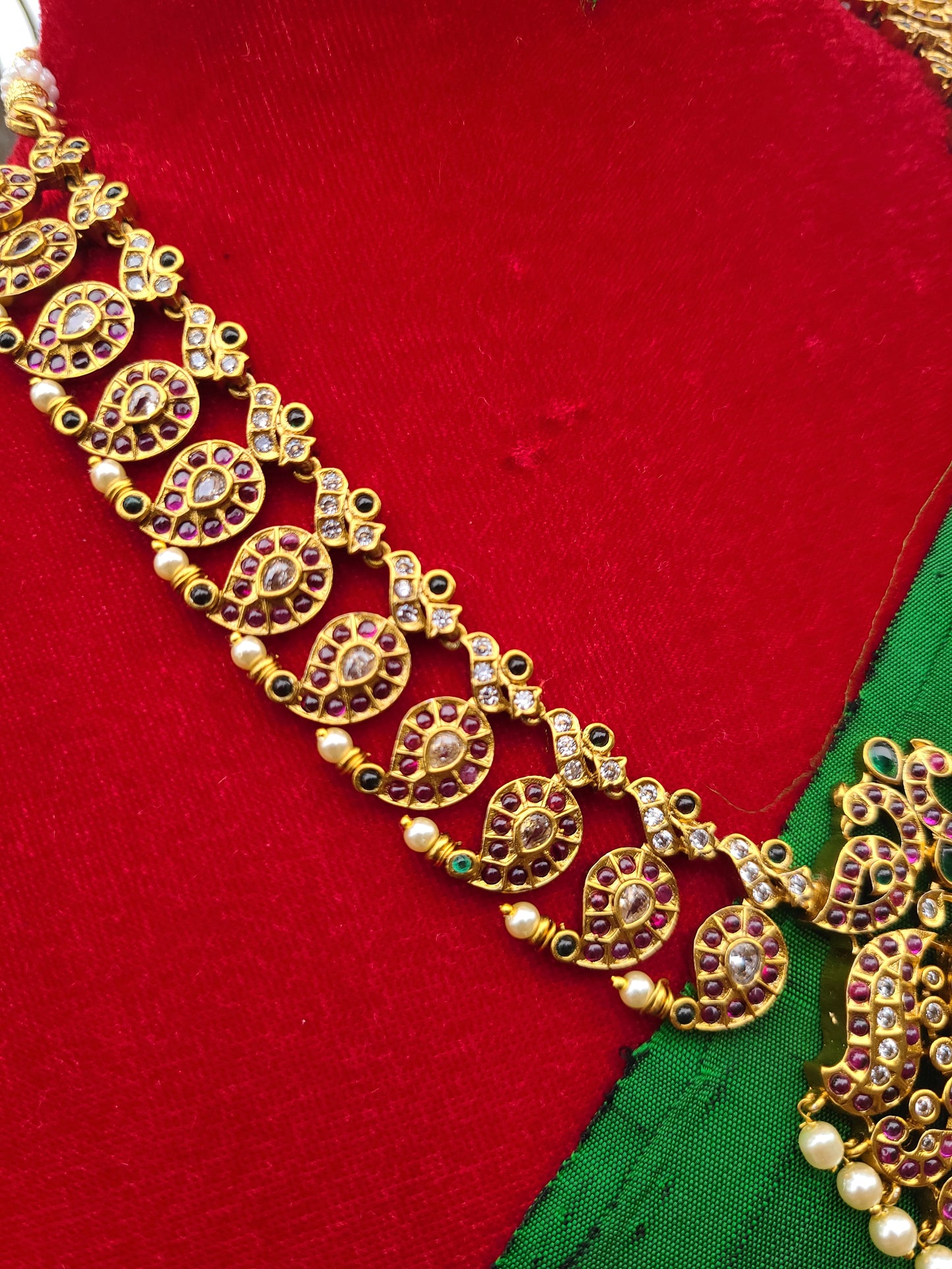Mango mala anique gold plated necklace set