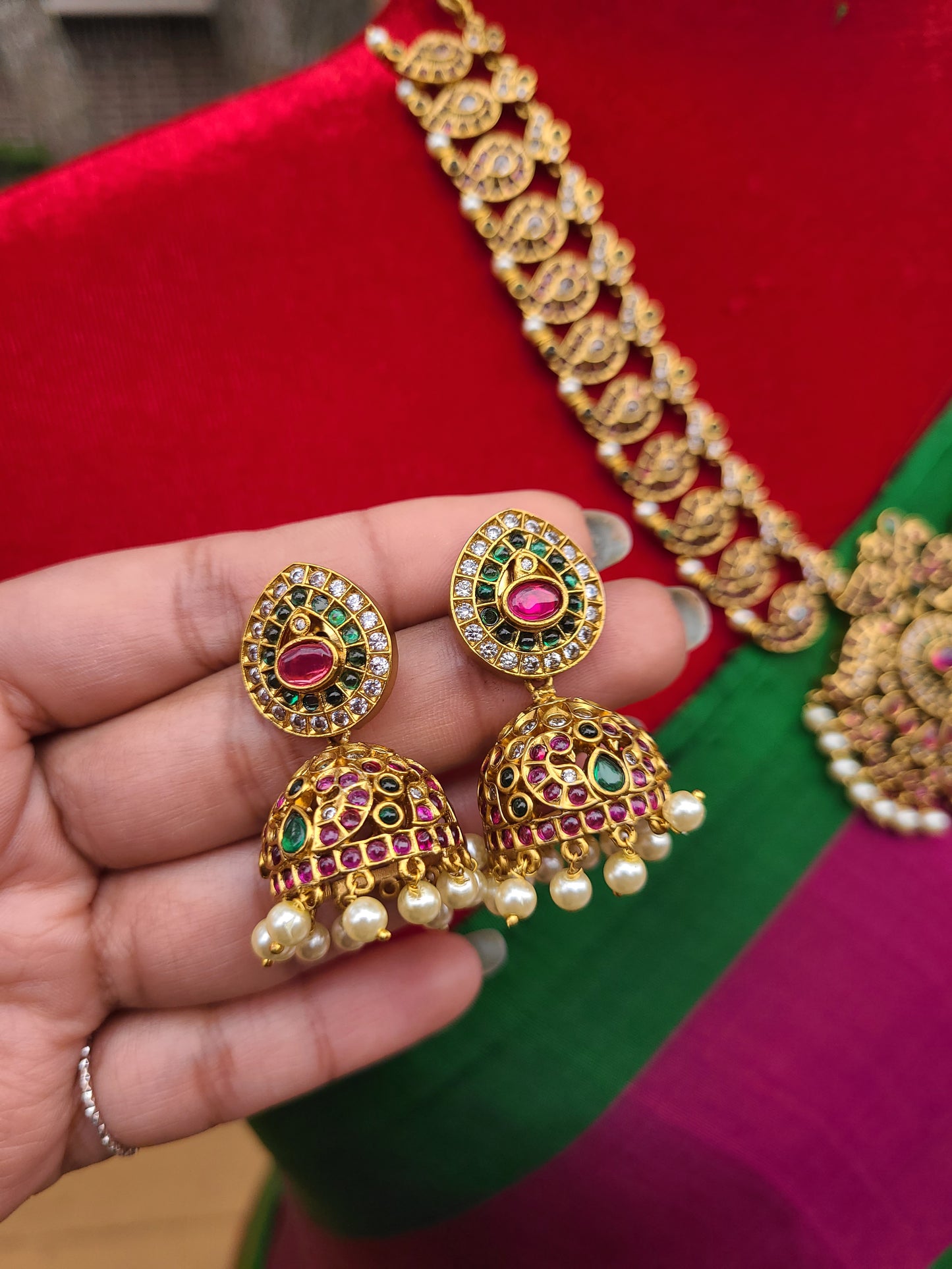 Mango mala anique gold plated necklace set