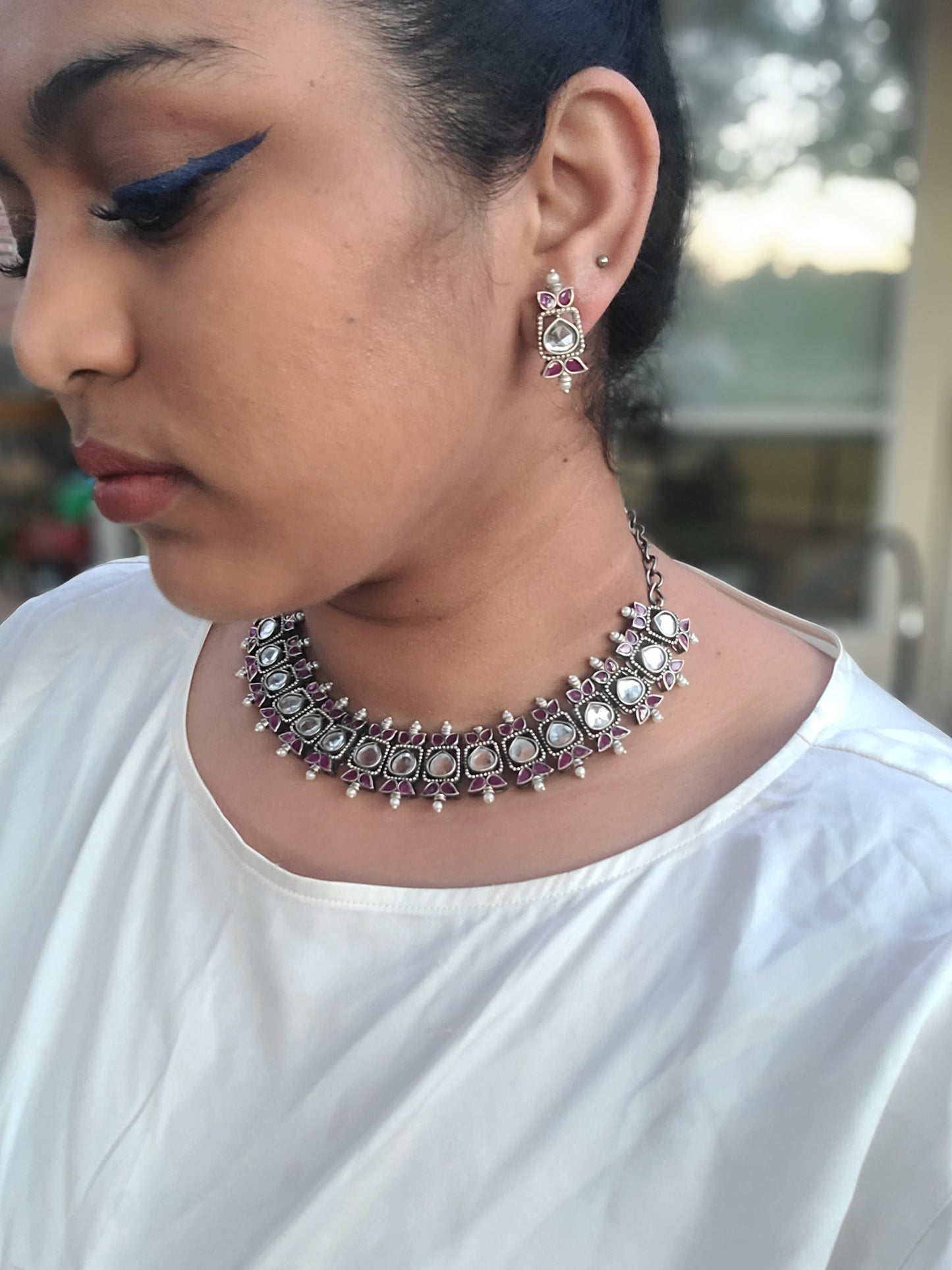 Ariyah silver alike necklace set