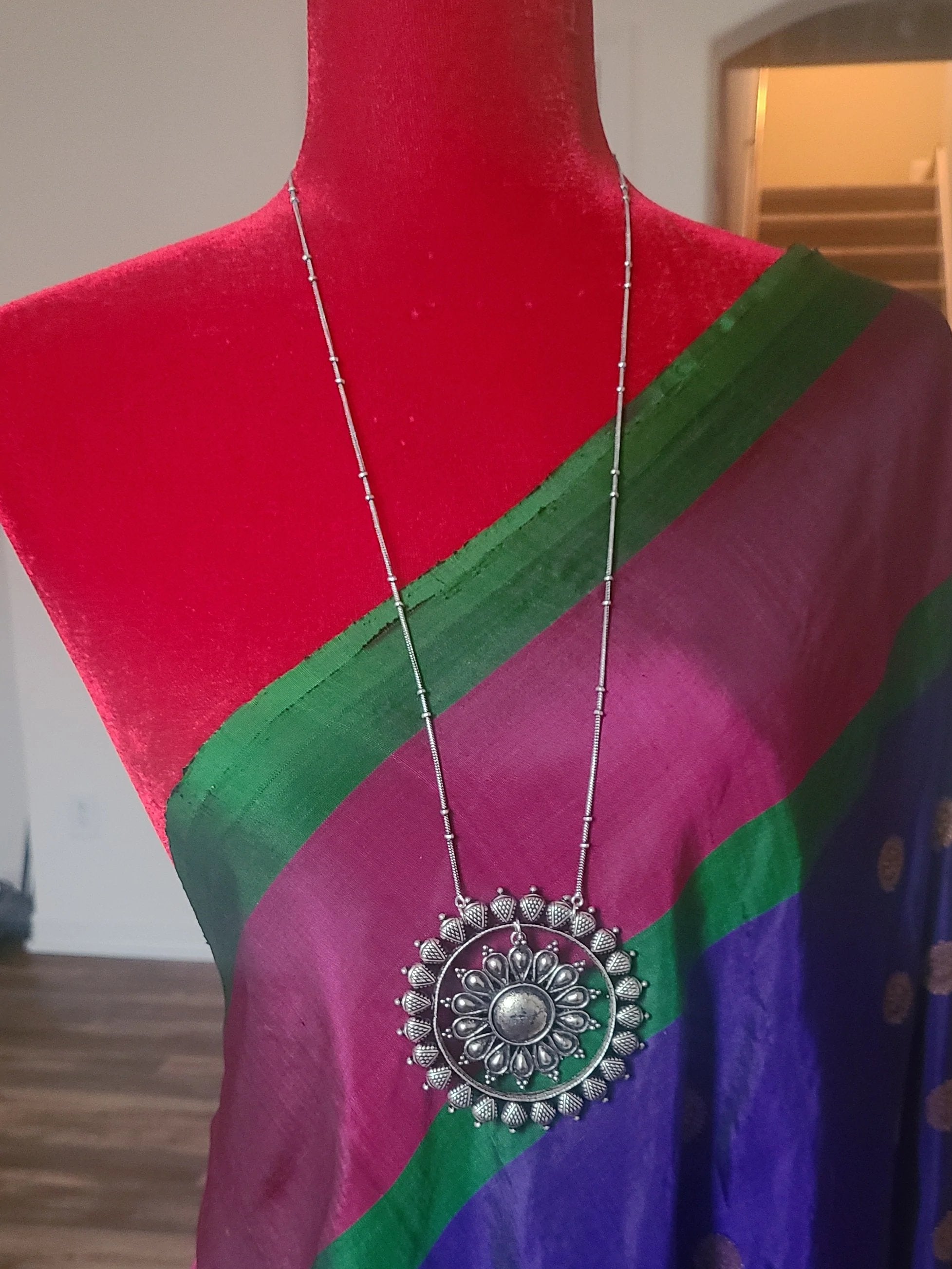 Bangle handmade Silver alike pendant necklace