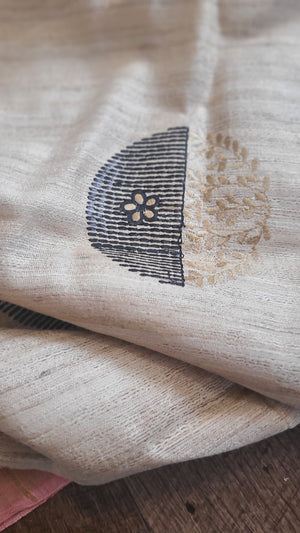 Tussar gitcha silk embroidered Saree