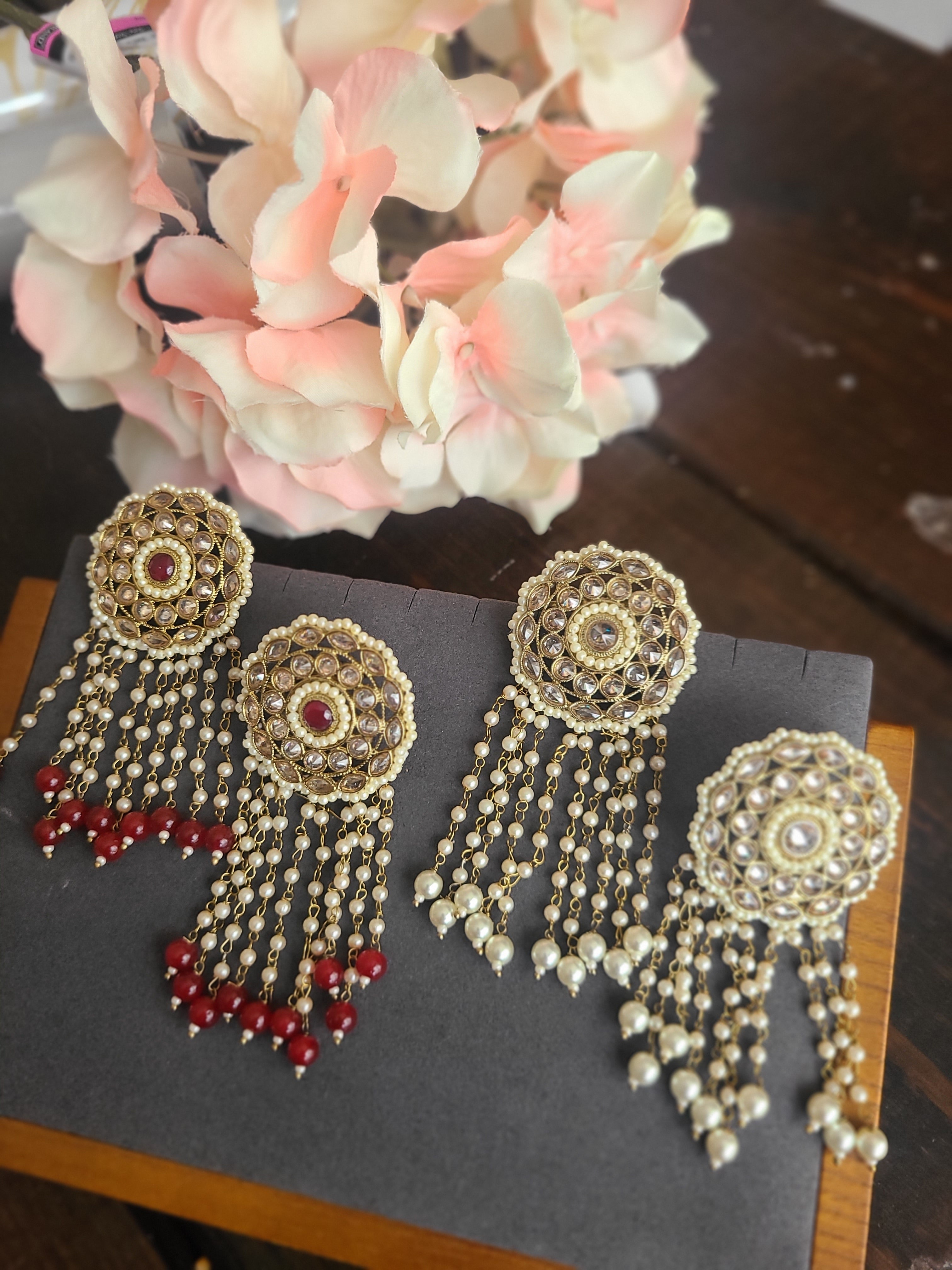 Golden Amrapali Bride Groom Kundan Earrings – AryaFashions
