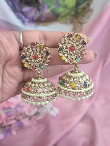Goumi Polki large jhumka earrings