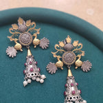 Dual tone silver alike earrings