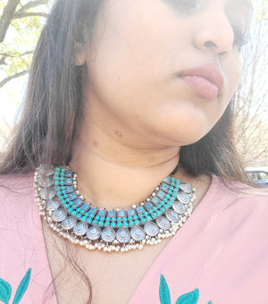 Aadhira handmade Silver Alike Necklace