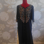 Blue embroidery rayon dress set