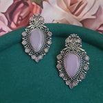 Xxl stone silver alike stud earrings