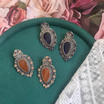 Xxl stone silver alike stud earrings