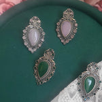 Xxl stone silver alike stud earrings