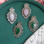 Xxl stone silver alike stud earrings
