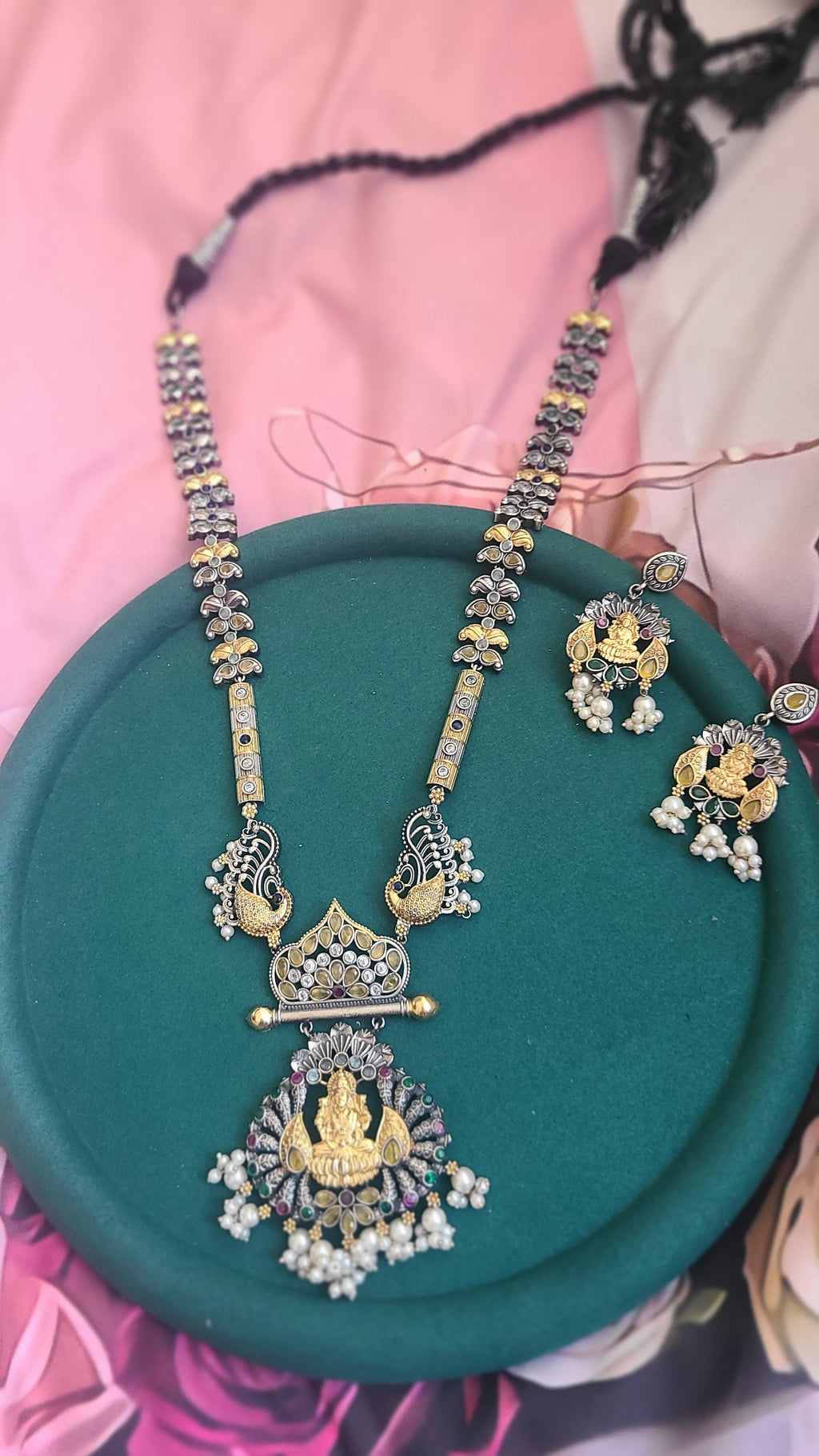 Abharana lakshmi dual tone necklace set