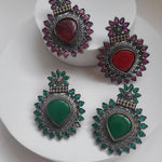Turquoise silver alike stud earrings