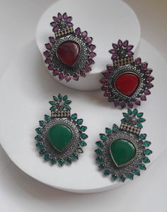 Turquoise silver alike stud earrings