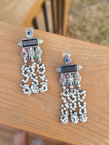 Kiran pearl silver alike earrings