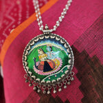 Radha krishna Handpainted fusion pendant necklace set