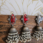 Maithri silver alike jhumka earrings