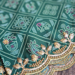 Bandhini  cutwork dupatta kalamakari dupatta
