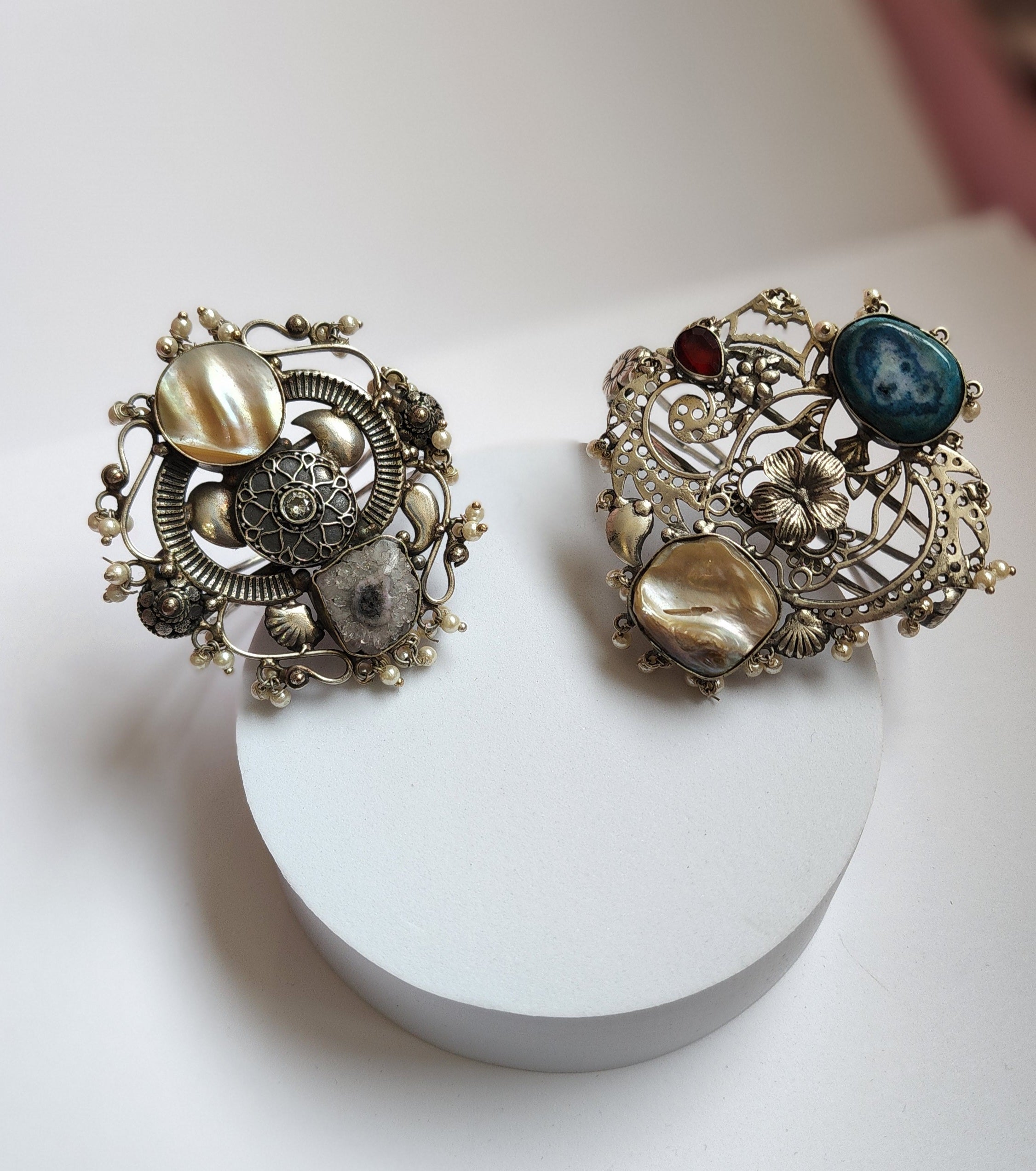 Abstract silver alike handmade Adjustable Bracelet bangle