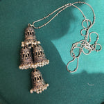 Statement jhumka silveralike handmade necklace