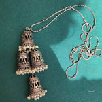 Statement jhumka silveralike handmade necklace