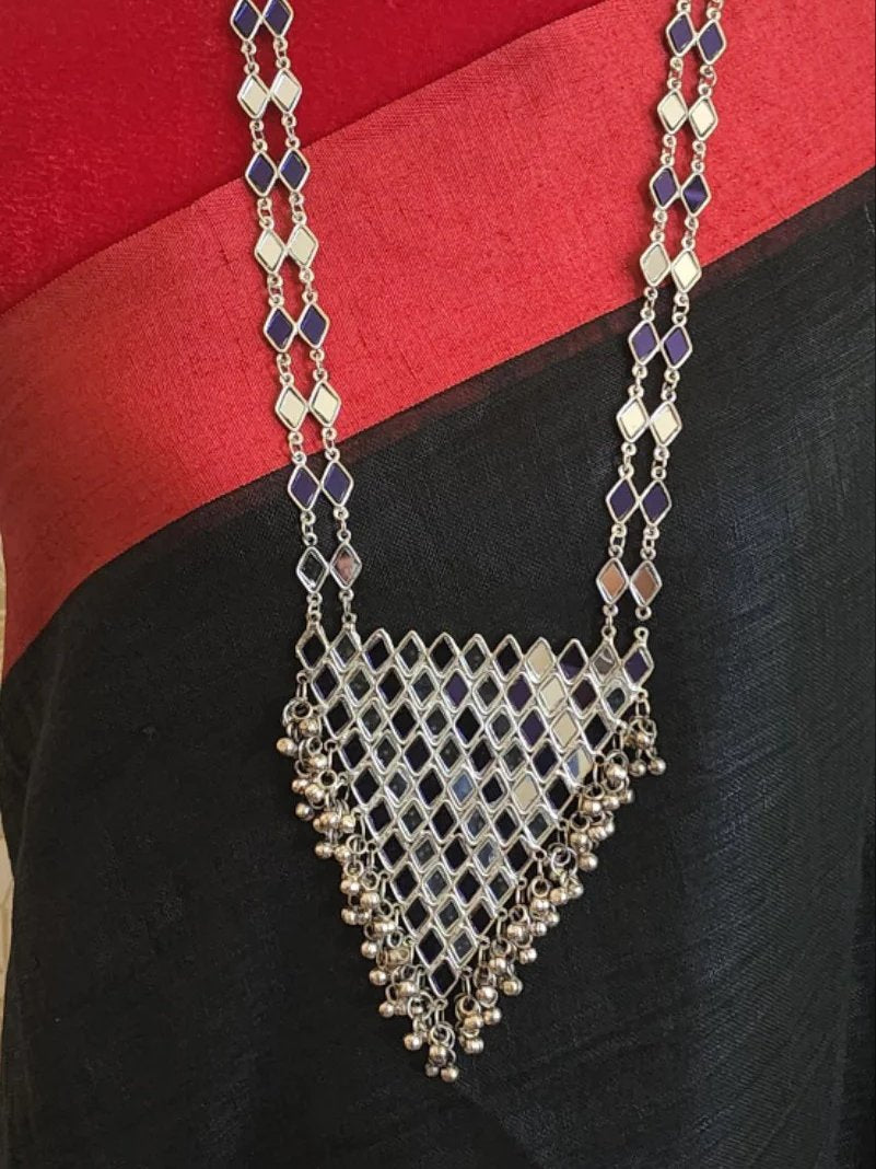 Statement Oxidized mirror handmade necklace