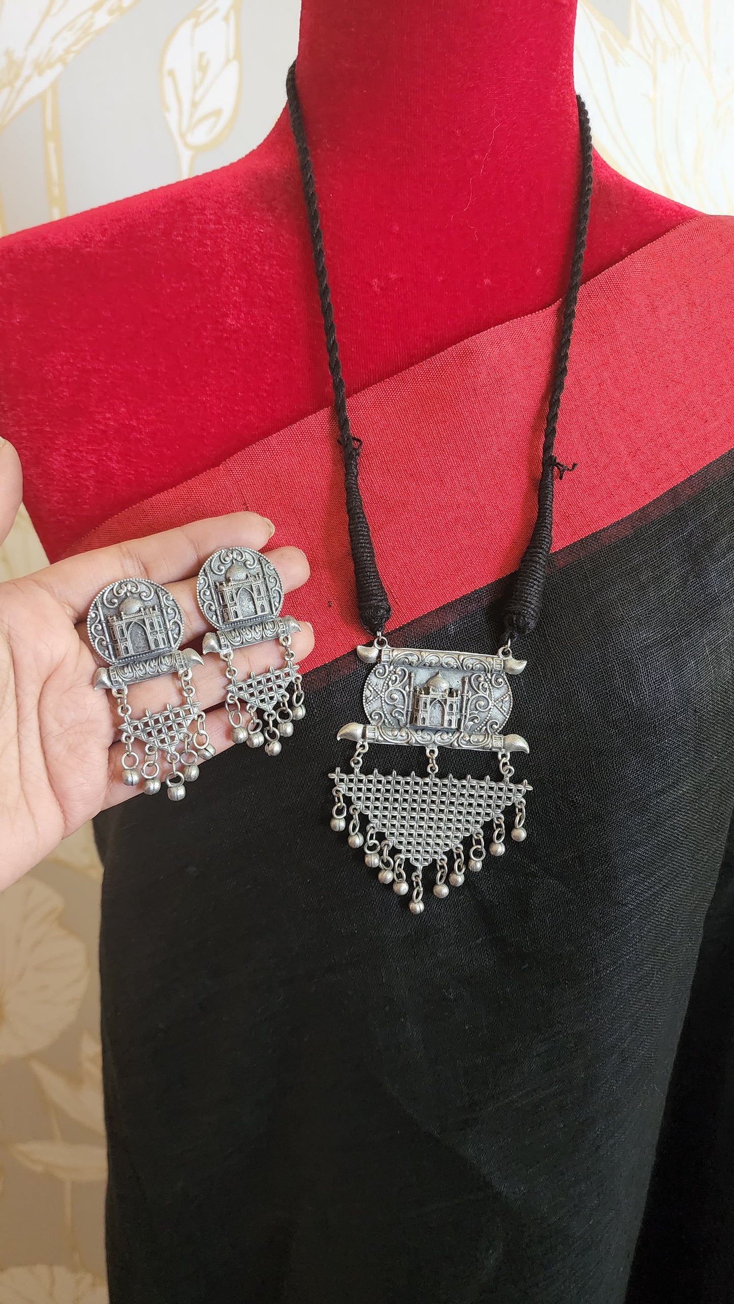 Black metal Oxidized handmade necklace set