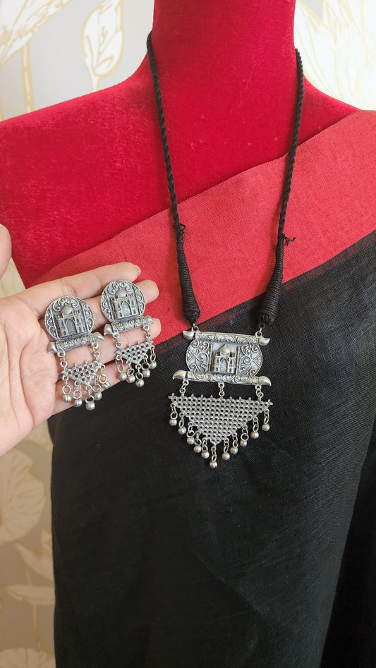 Black metal Oxidized handmade necklace set