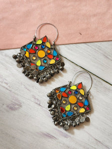 Mirror multi color hoop earrings