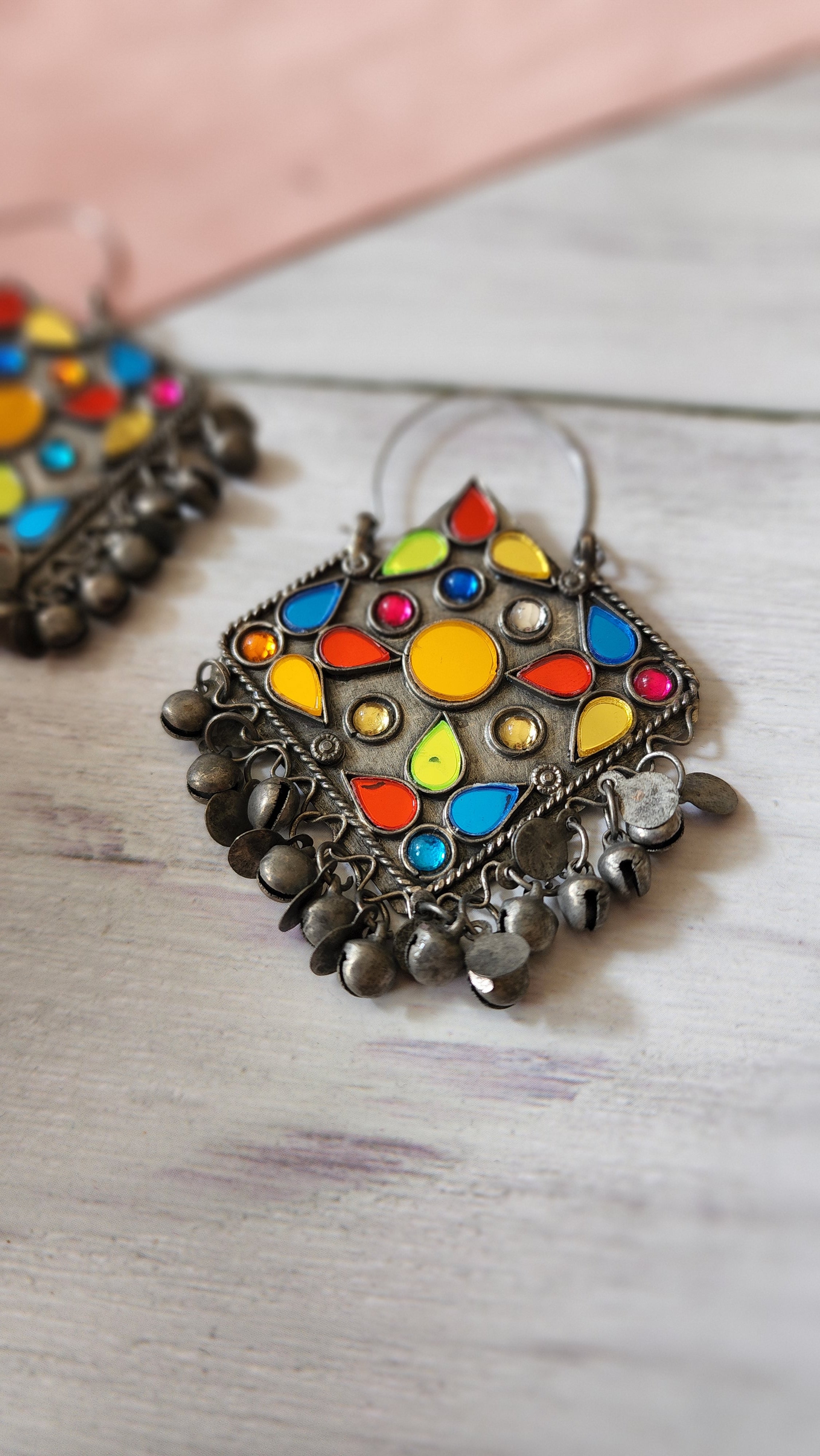 Mirror multi color hoop earrings