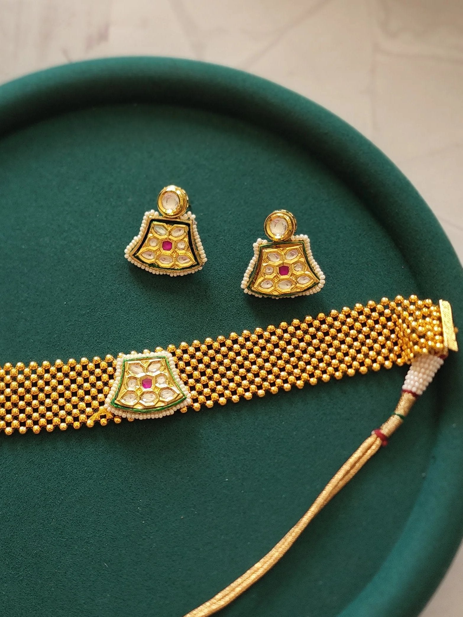 Rachana gold choker necklace set