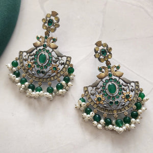 Chetna dual tone silver alike earrings