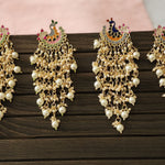 Gold Plated Kundan Chandbali chandelier Earrings meenakari Jhumka earrings