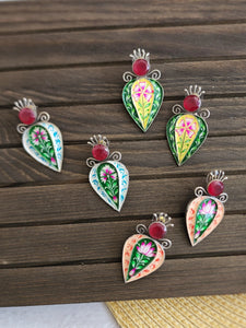 Handpainted silver alike stud earrings
