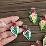 Handpainted silver alike stud earrings