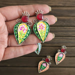 Handpainted silver alike stud earrings