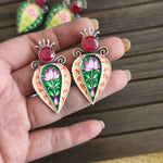 Handpainted silver alike stud earrings