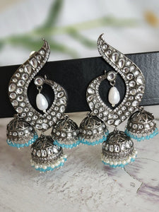 Antique silver tone jhumka earrings