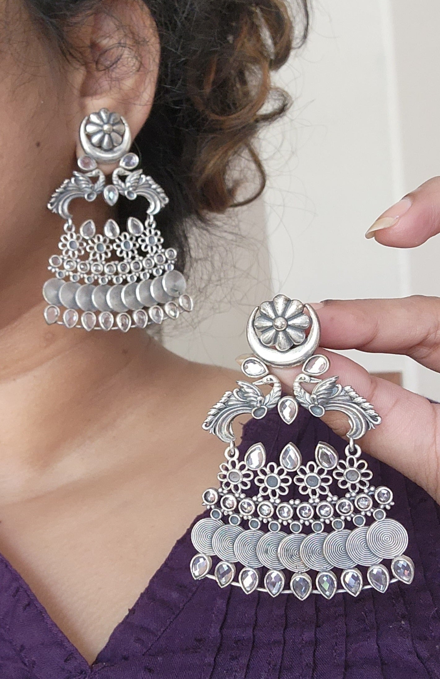 Leya unique silveralike earrings
