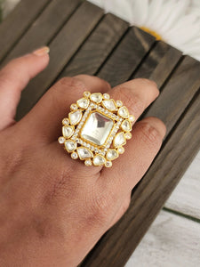 Polki kundan adjustable ring