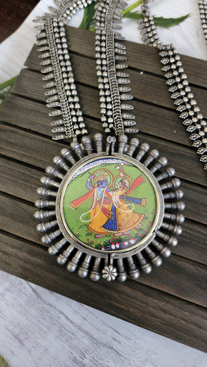 Ganesha Handpainted fusion pendant necklace set